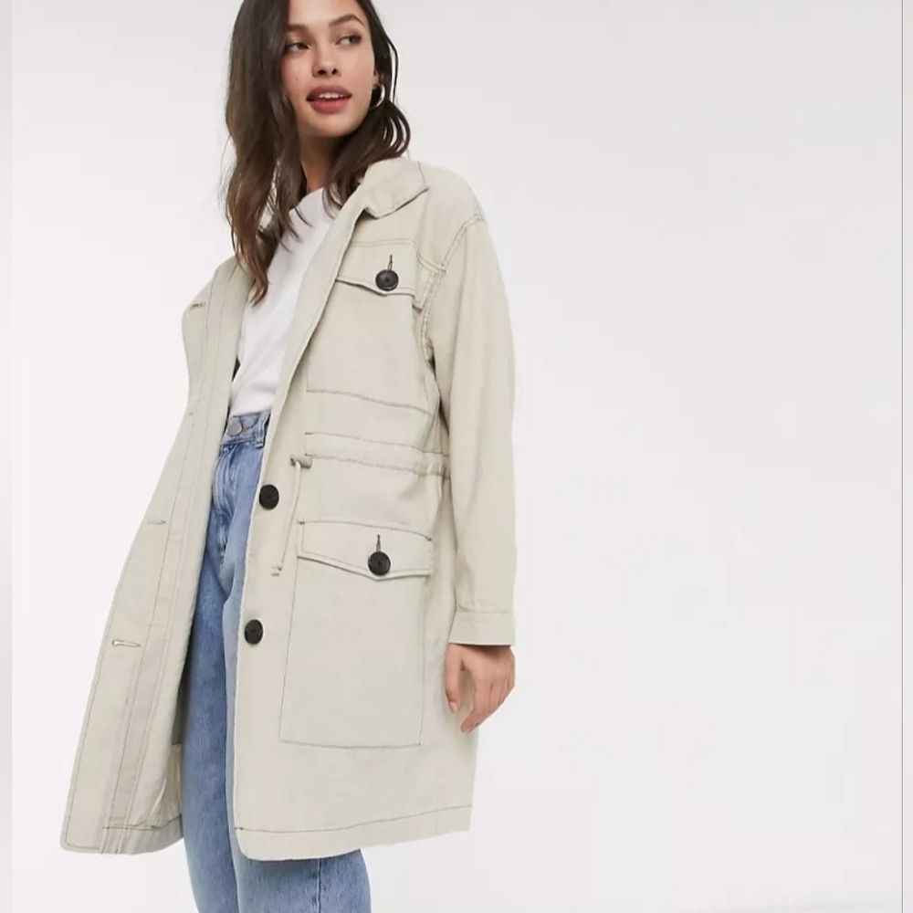 Asos linen utility jacket petite size